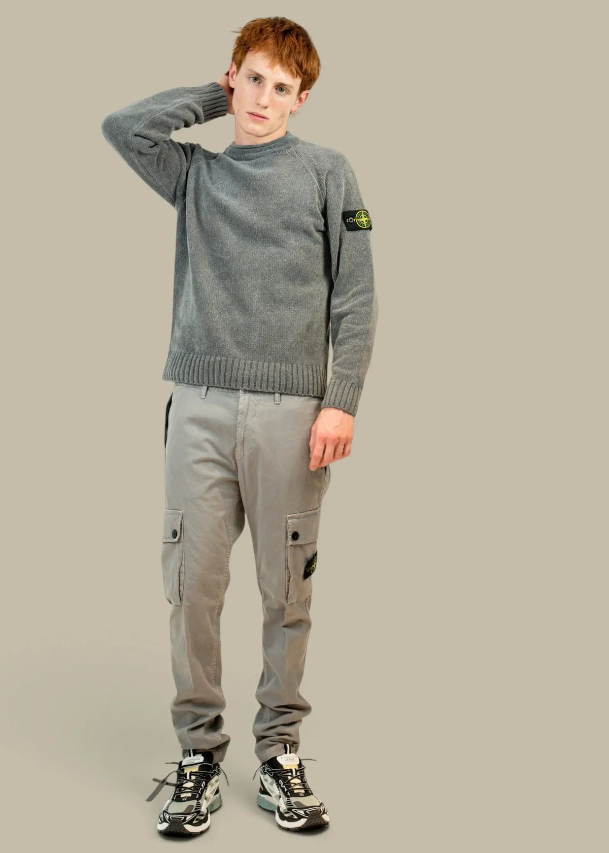 Pull Stone Island Gris - Coton Chenille Stone Island