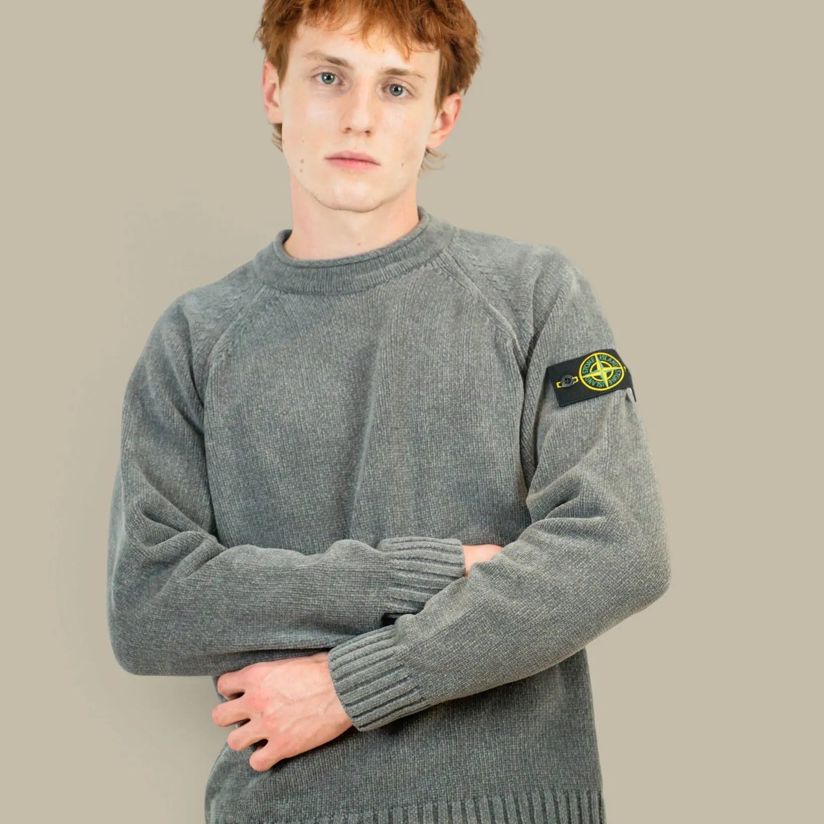 Pull Stone Island Gris - Coton Chenille Stone Island