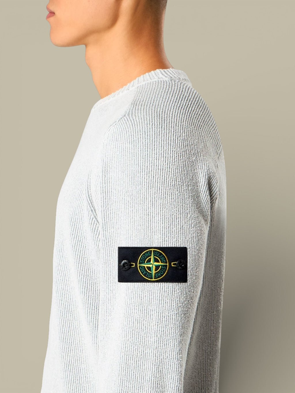 Pull Stone Island Gris - Rib Coton Bouclé - Pull