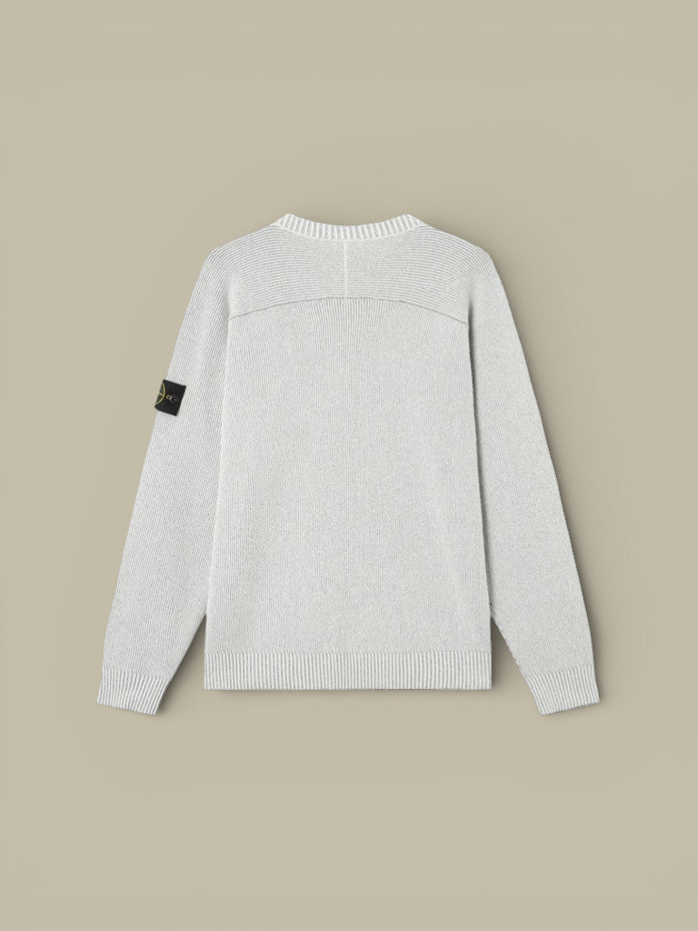 Pull Stone Island Gris - Rib Coton Bouclé - Pull