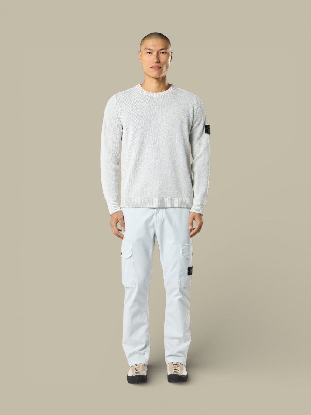 Pull Stone Island Gris - Rib Coton Bouclé - Pull