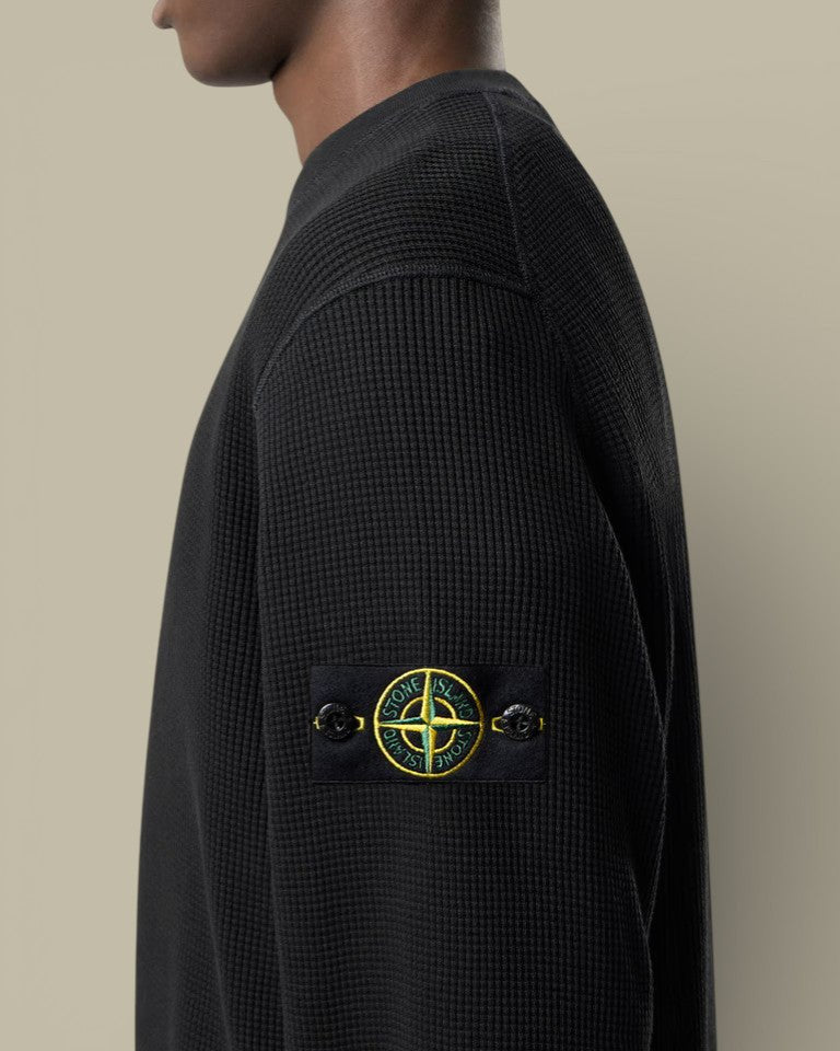 Pull Stone Island Noir - Coton Waffle Fleece - sweat