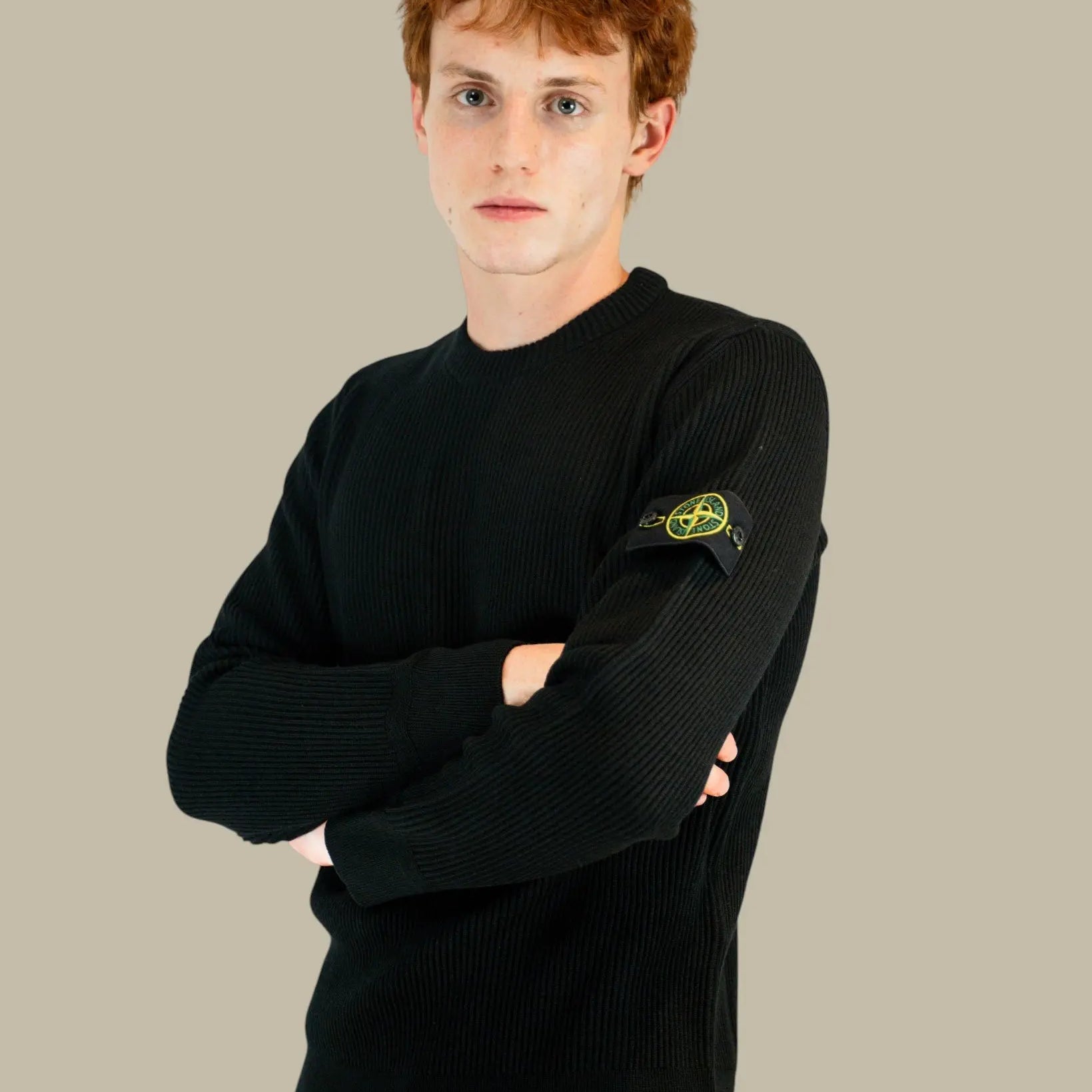 Pull Stone Island Black - Maille Rib Rws Wool Stone Island