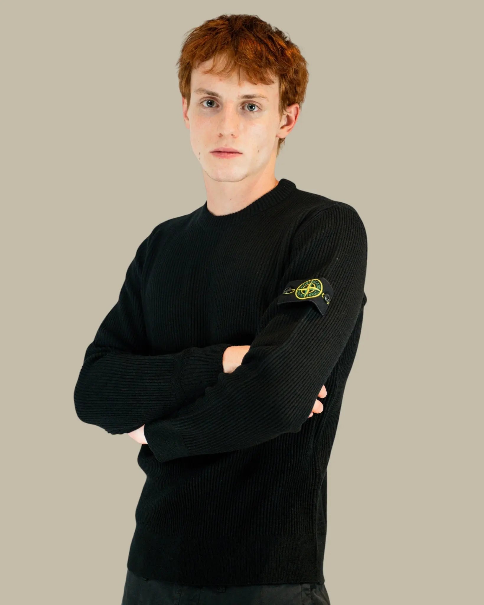 Pull Stone Island Black - Maille Rib Rws Wool Stone Island