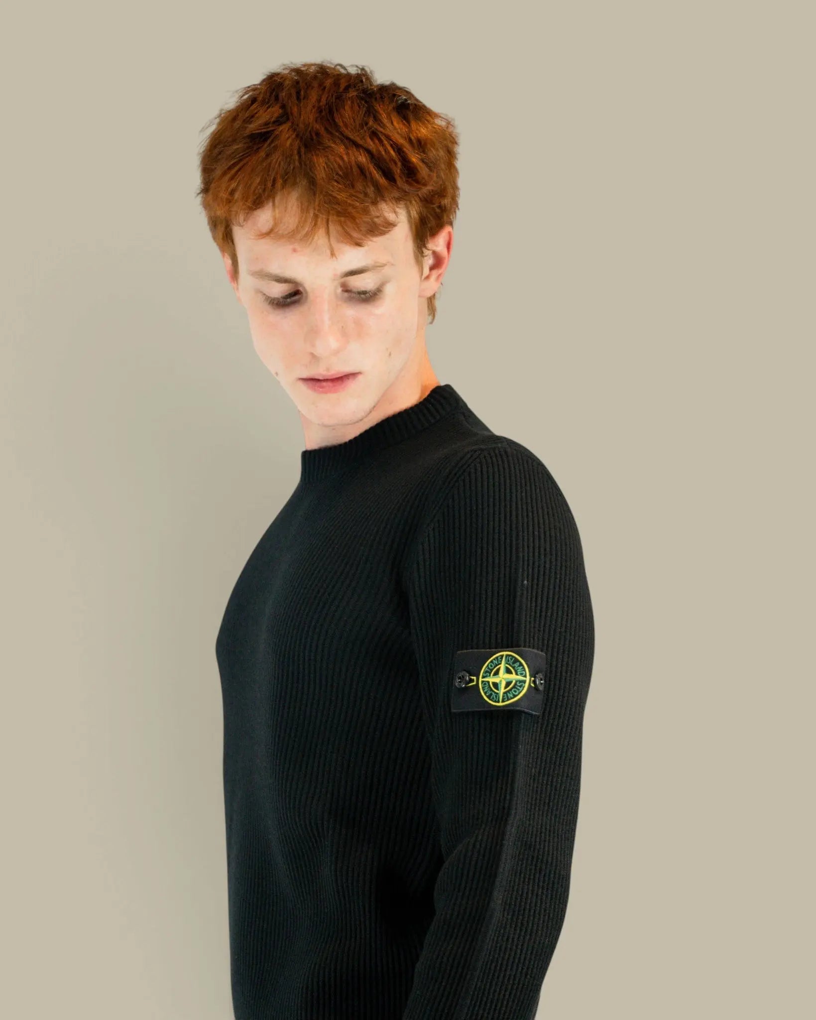 Pull Stone Island Black - Maille Rib Rws Wool Stone Island
