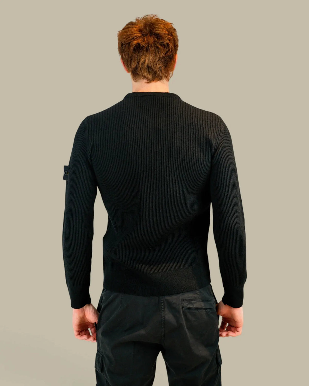 Pull Stone Island Black - Maille Rib Rws Wool Stone Island