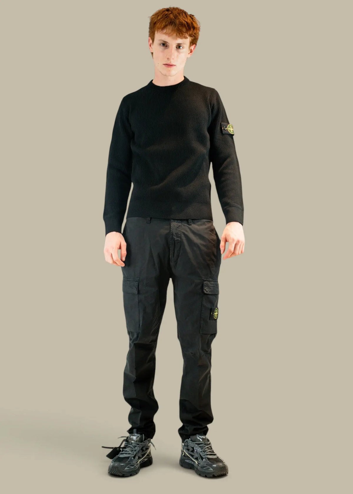 Pull Stone Island Black - Maille Rib Rws Wool Stone Island