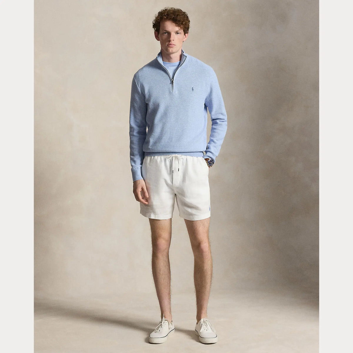 Pull Ralph Lauren Bleu - PULL EN COTON MAILLE À QUART DE ZIP Ralph Lauren