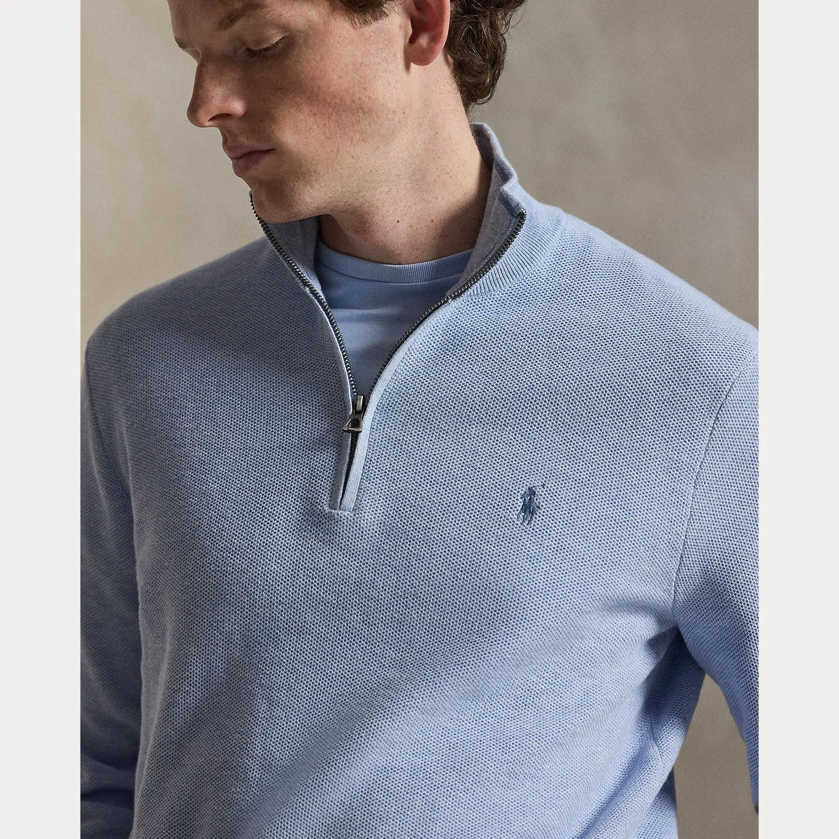 Pull Ralph Lauren Bleu - PULL EN COTON MAILLE À QUART DE ZIP Ralph Lauren