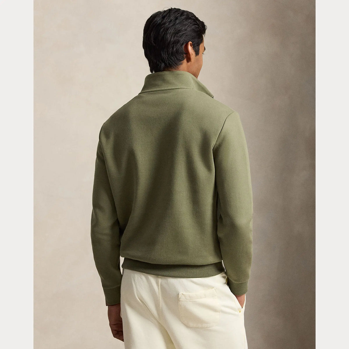 Pull Ralph Lauren Kaki - PULL À QUART DE ZIP EN MAILLE DOUBLE Ralph Lauren