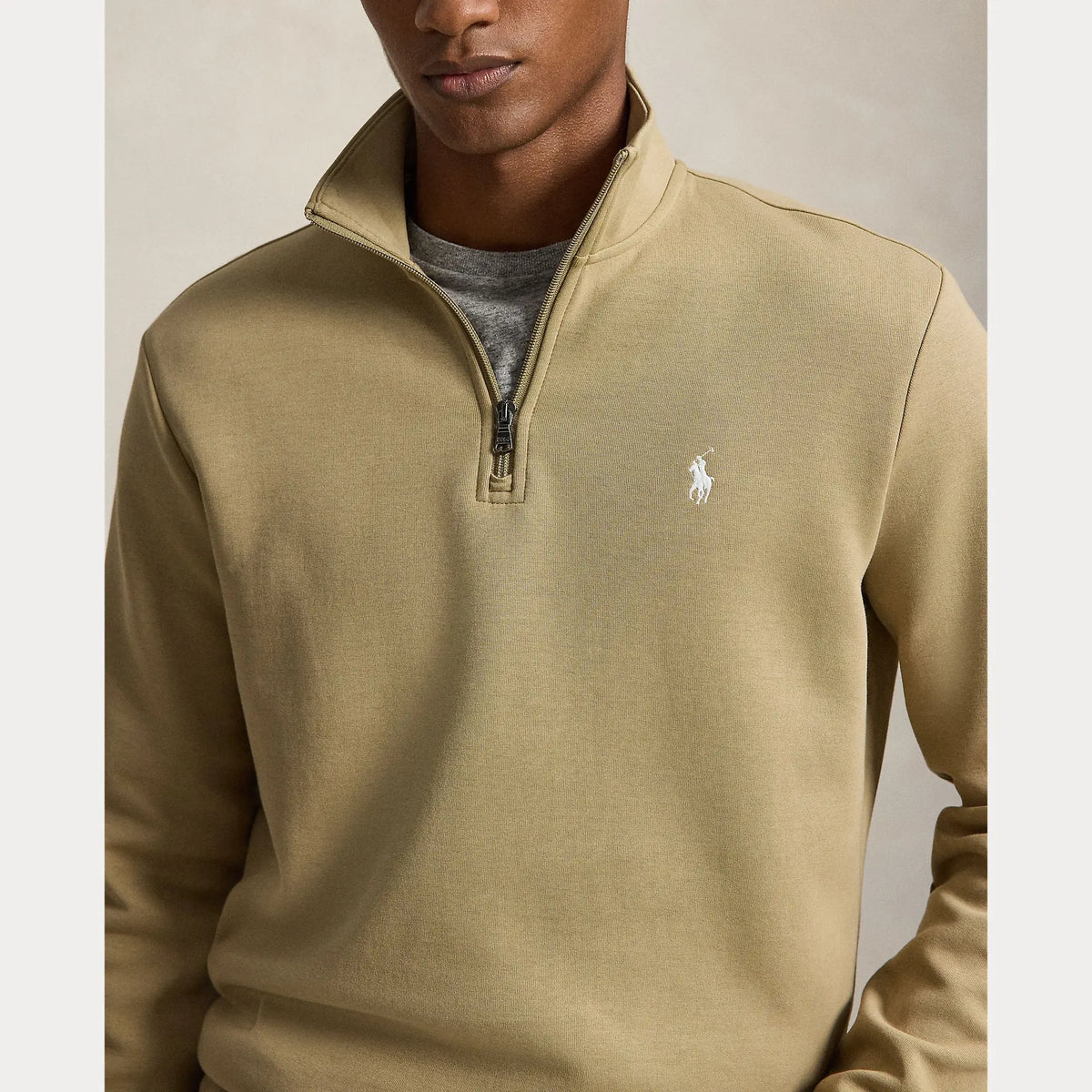 Pull Ralph Lauren Beige - PULL À QUART DE ZIP EN MAILLE DOUBLE Ralph Lauren