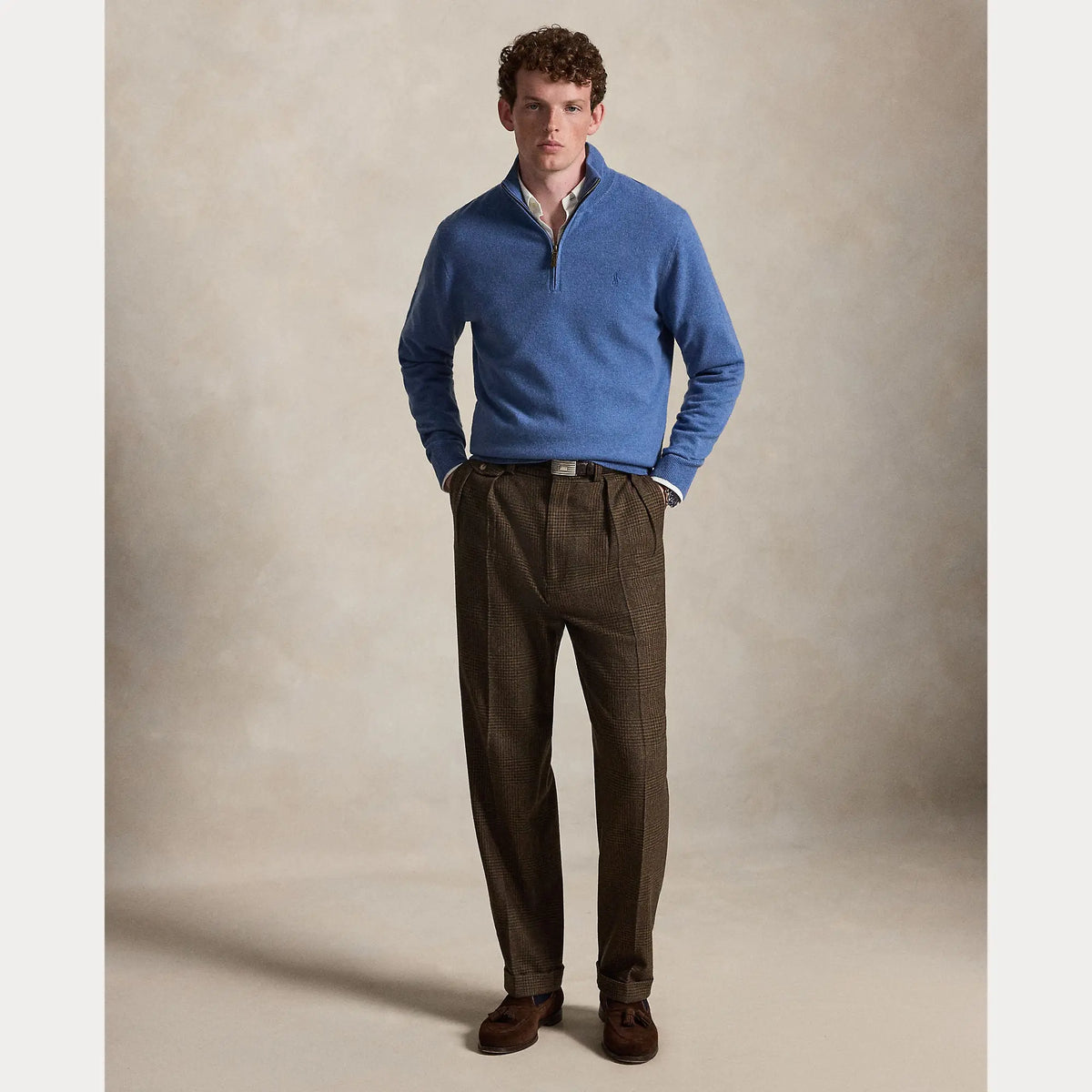 Pull Ralph Lauren Bleu - PULL EN LAINE À QUART DE ZIP Ralph Lauren