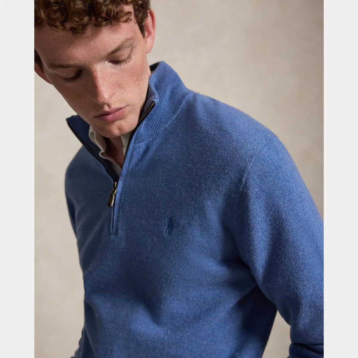 Pull Ralph Lauren Bleu - PULL EN LAINE À QUART DE ZIP Ralph Lauren