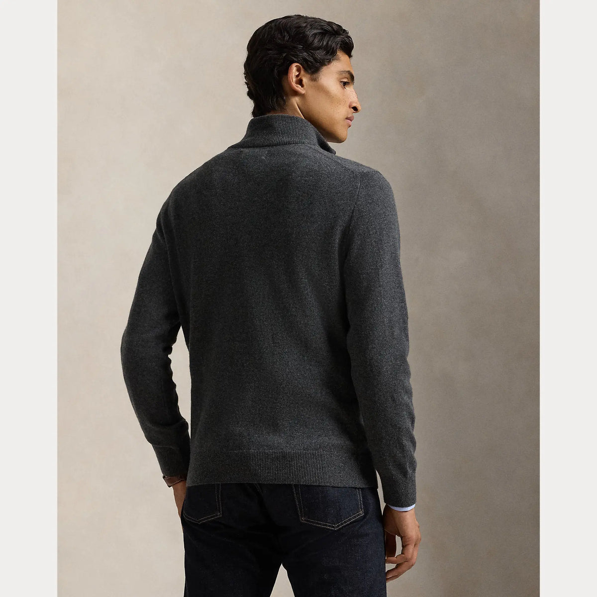 Pull Ralp Lauren Gris - PULL EN LAINE À QUART DE ZIP Ralph Lauren