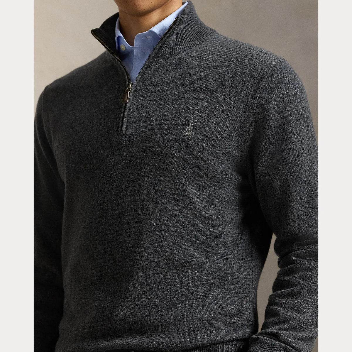 Pull Ralp Lauren Gris - PULL EN LAINE À QUART DE ZIP Ralph Lauren