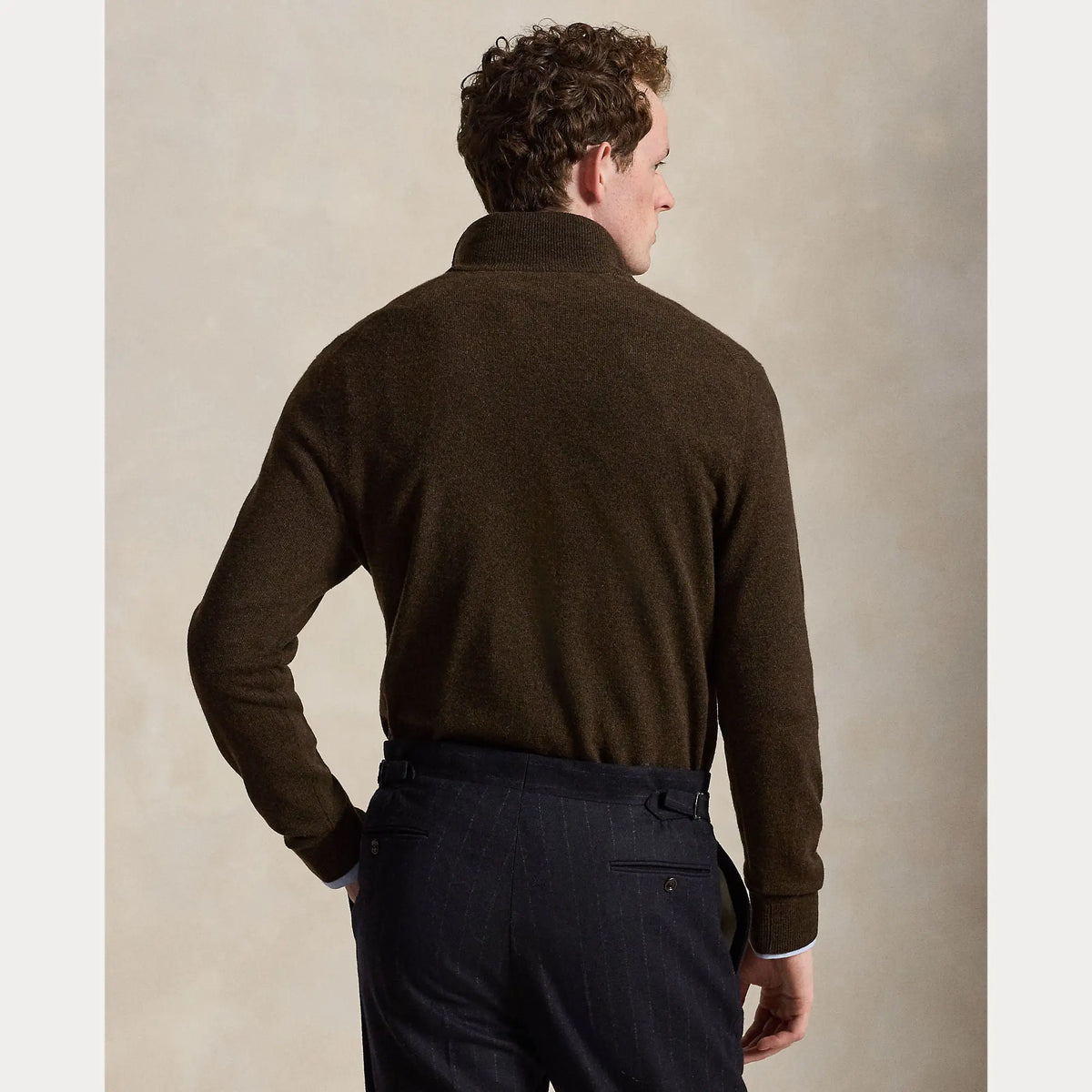 Pull Ralph Lauren Marron - PULL EN LAINE À QUART DE ZIP Ralph Lauren