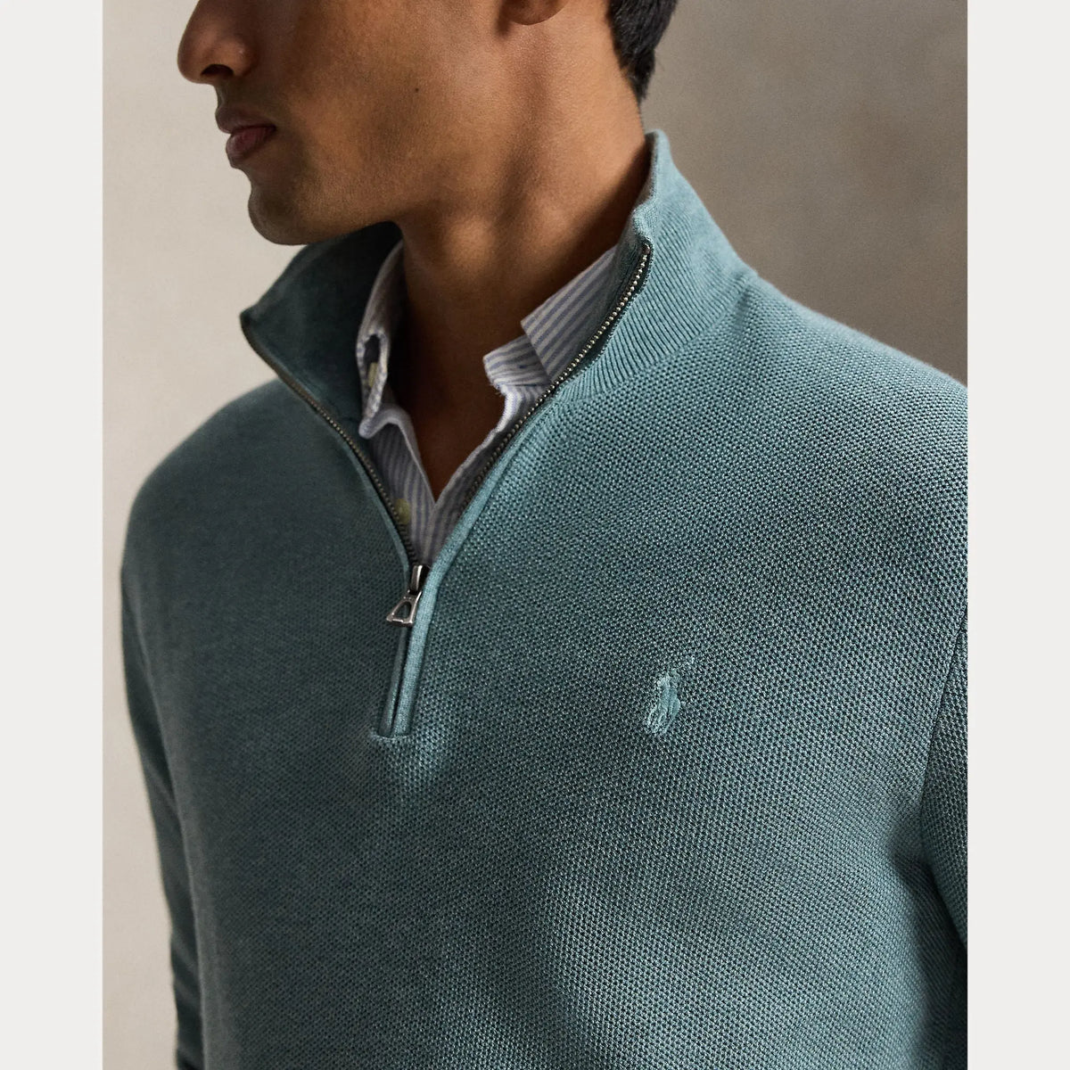 Pull Ralph Lauren Turquoise - PULL EN COTON MAILLE À QUART DE ZIP Ralph Lauren