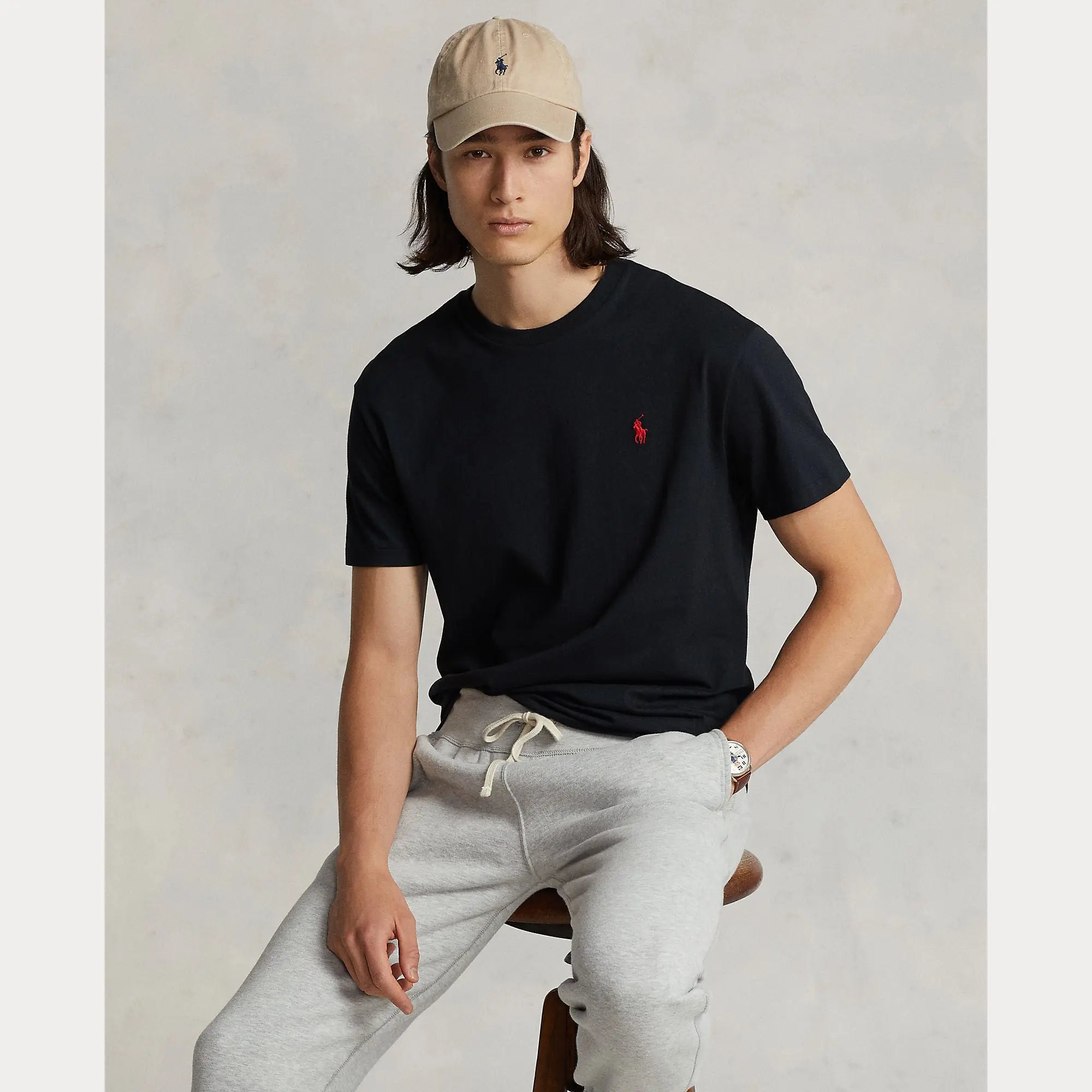 T-Shirt Ralph Lauren Noir - T-SHIRT COL ROND EN MAILLOT COUPE CLASSIQUE Ralph Lauren