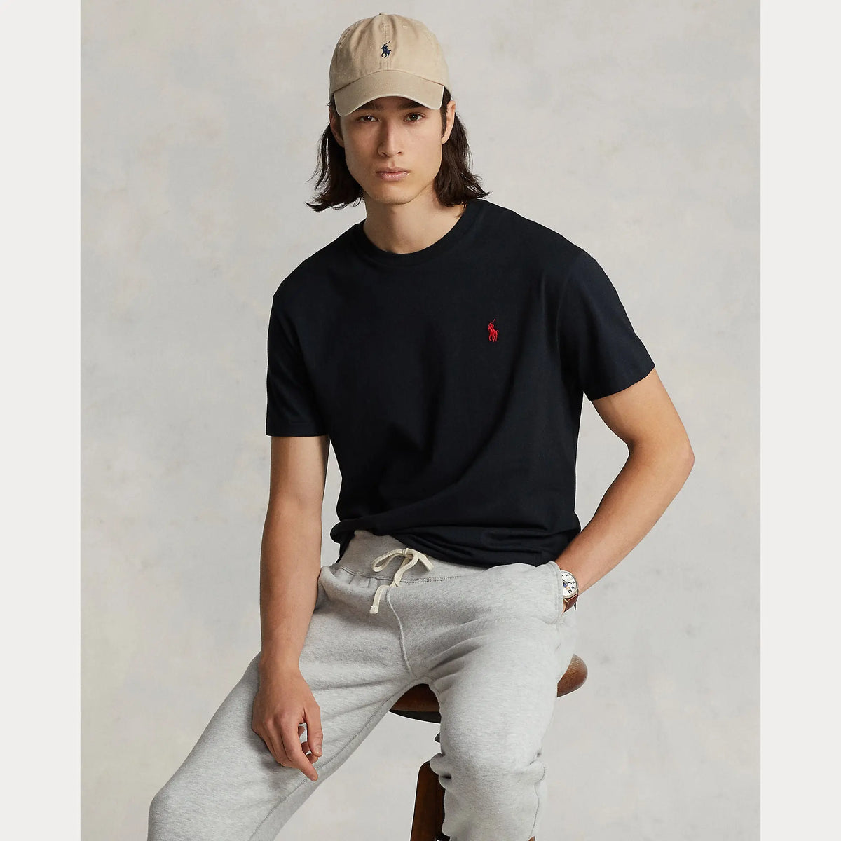 T-Shirt Ralph Lauren Noir - T-SHIRT COL ROND EN MAILLOT COUPE CLASSIQUE Ralph Lauren