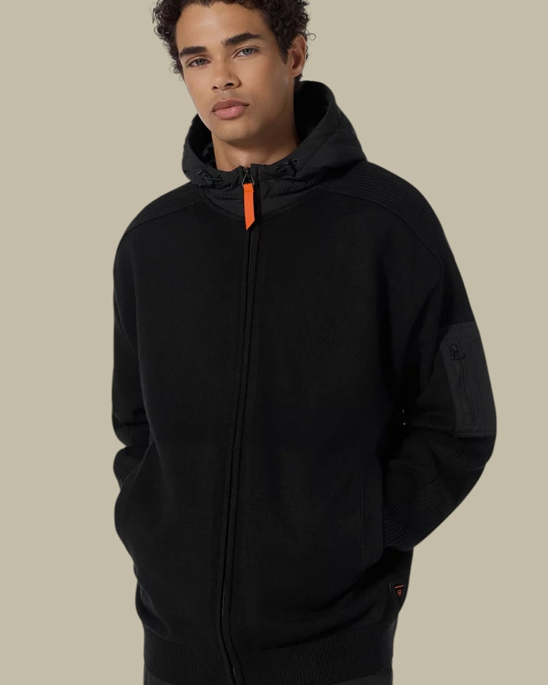 Veste à Capuche Gertrude Noir - Bi matière