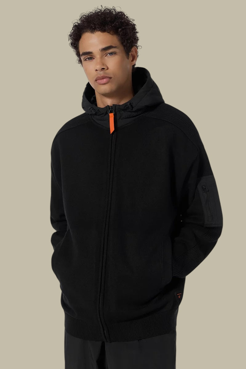 Veste à Capuche Gertrude Noir - Bi matière