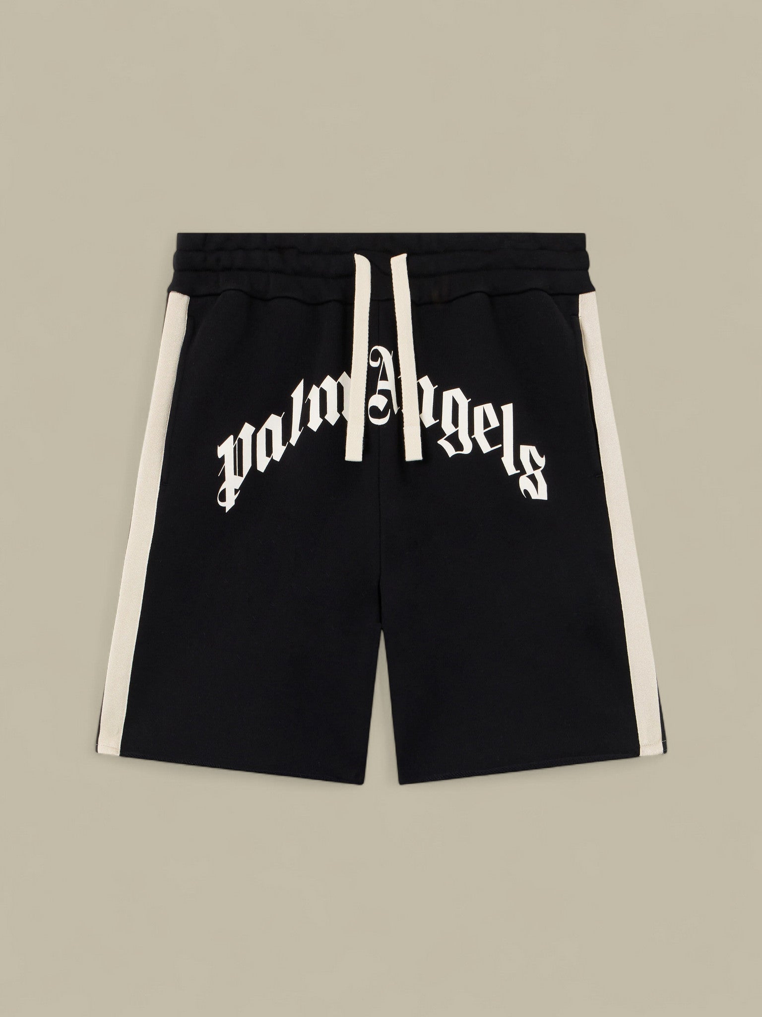 Short Palm Angels Noir - Curved Logo Track Sweatshorts Palm Angels