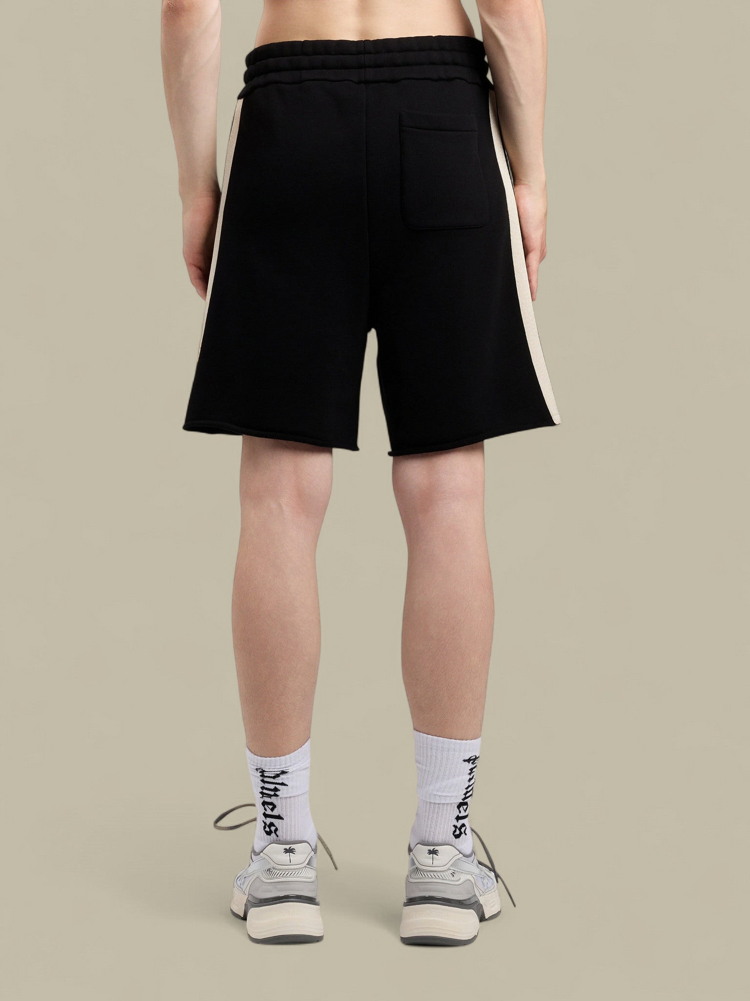 Short Palm Angels Noir - Curved Logo Track Sweatshorts Palm Angels