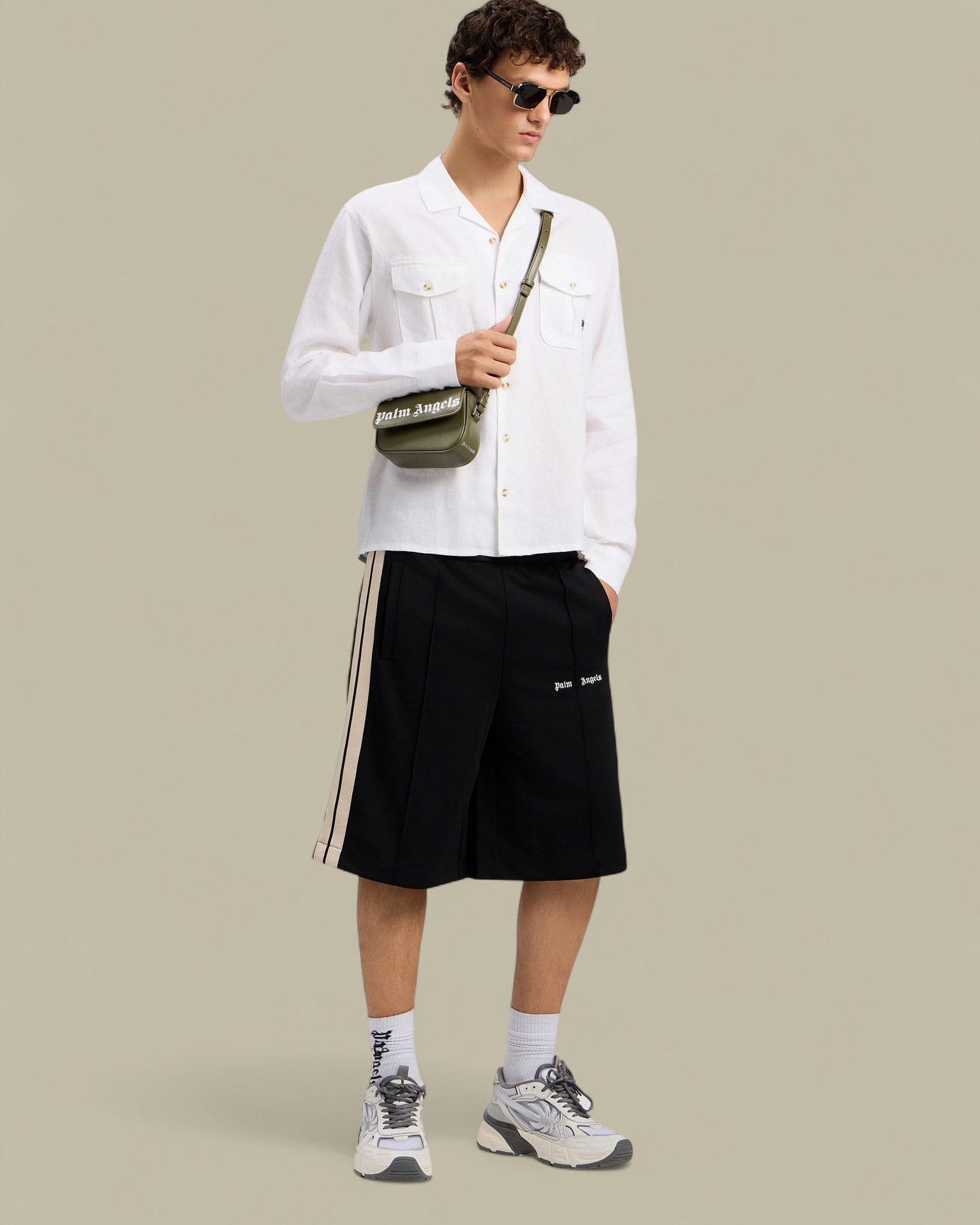 Short Palm Angels Noir - Classic Logo Track Palm Angels