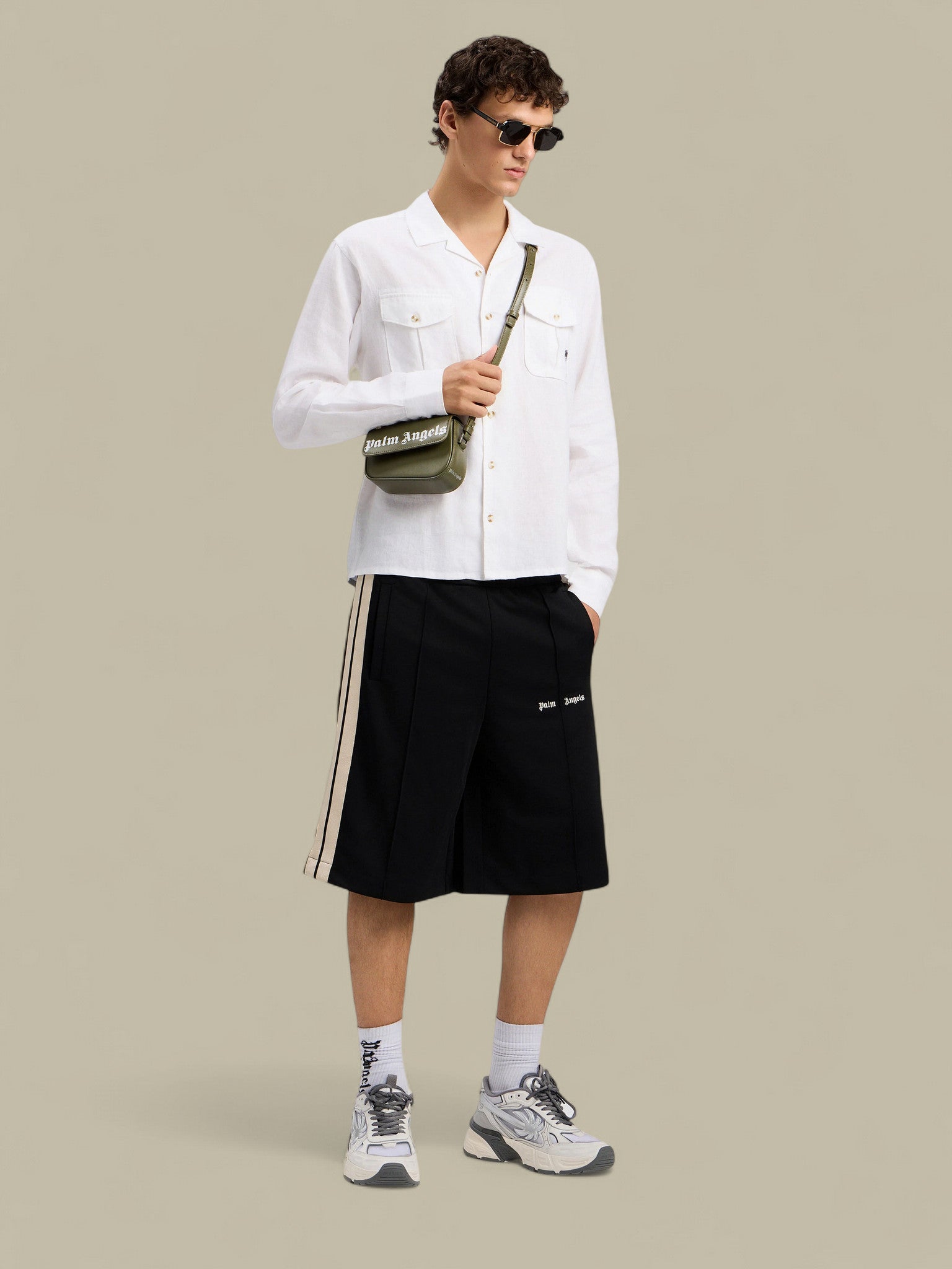 Short Palm Angels Noir - Classic Logo Track Palm Angels