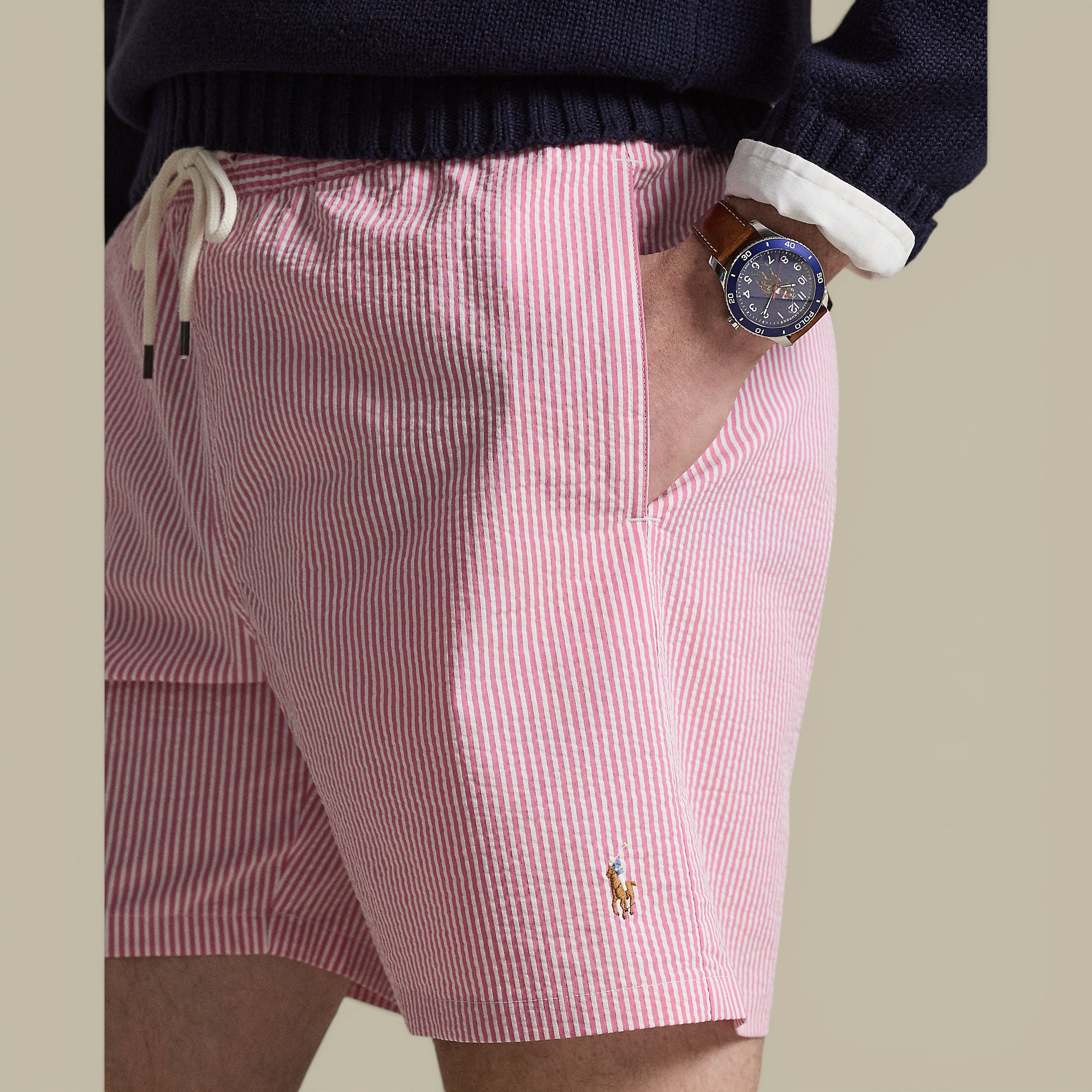 Short de Bain Ralph Lauren Rose - Seersucker à Rayures Ralph Lauren
