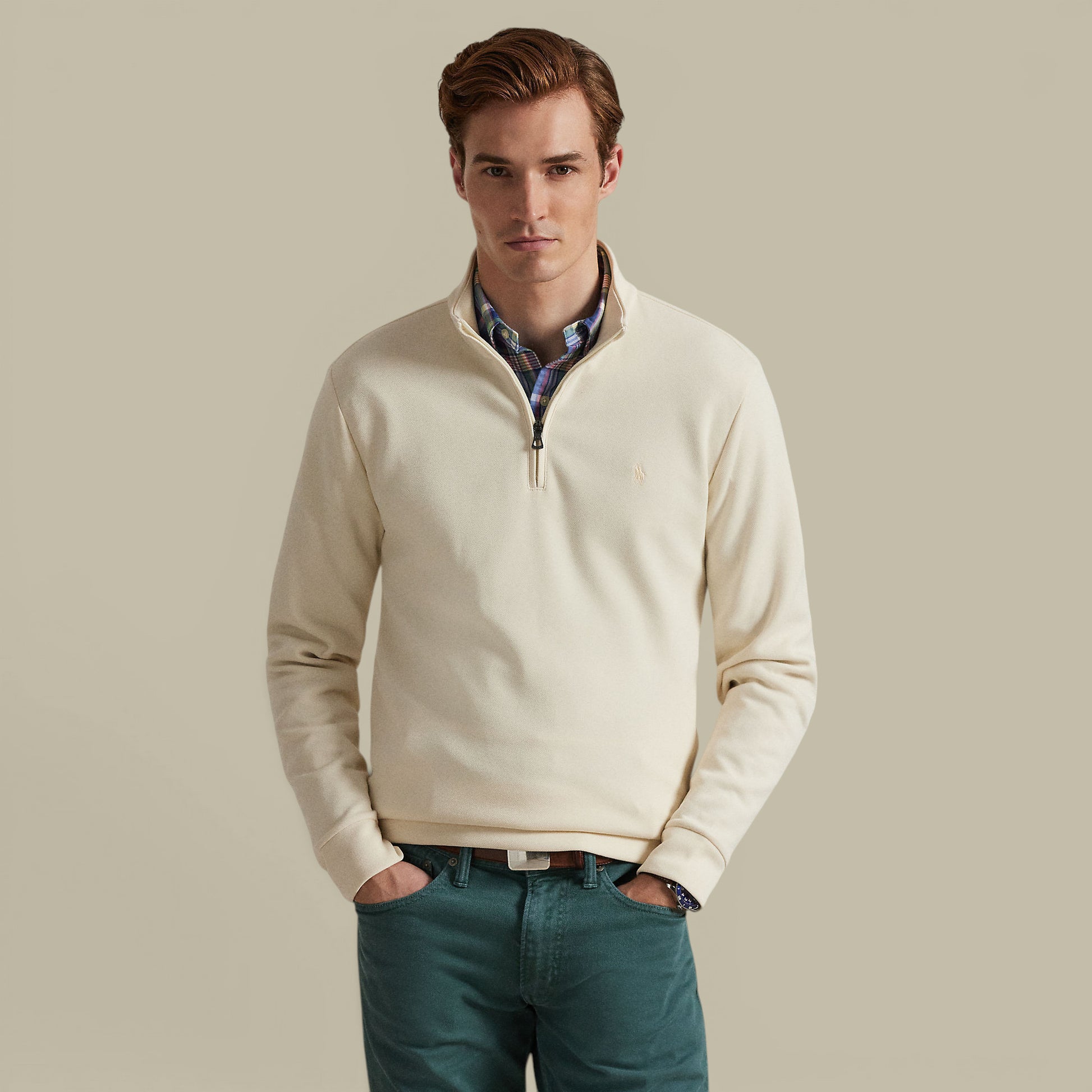 Sweat Ralph Lauren Col Montant Zippé Beige Ralph Lauren