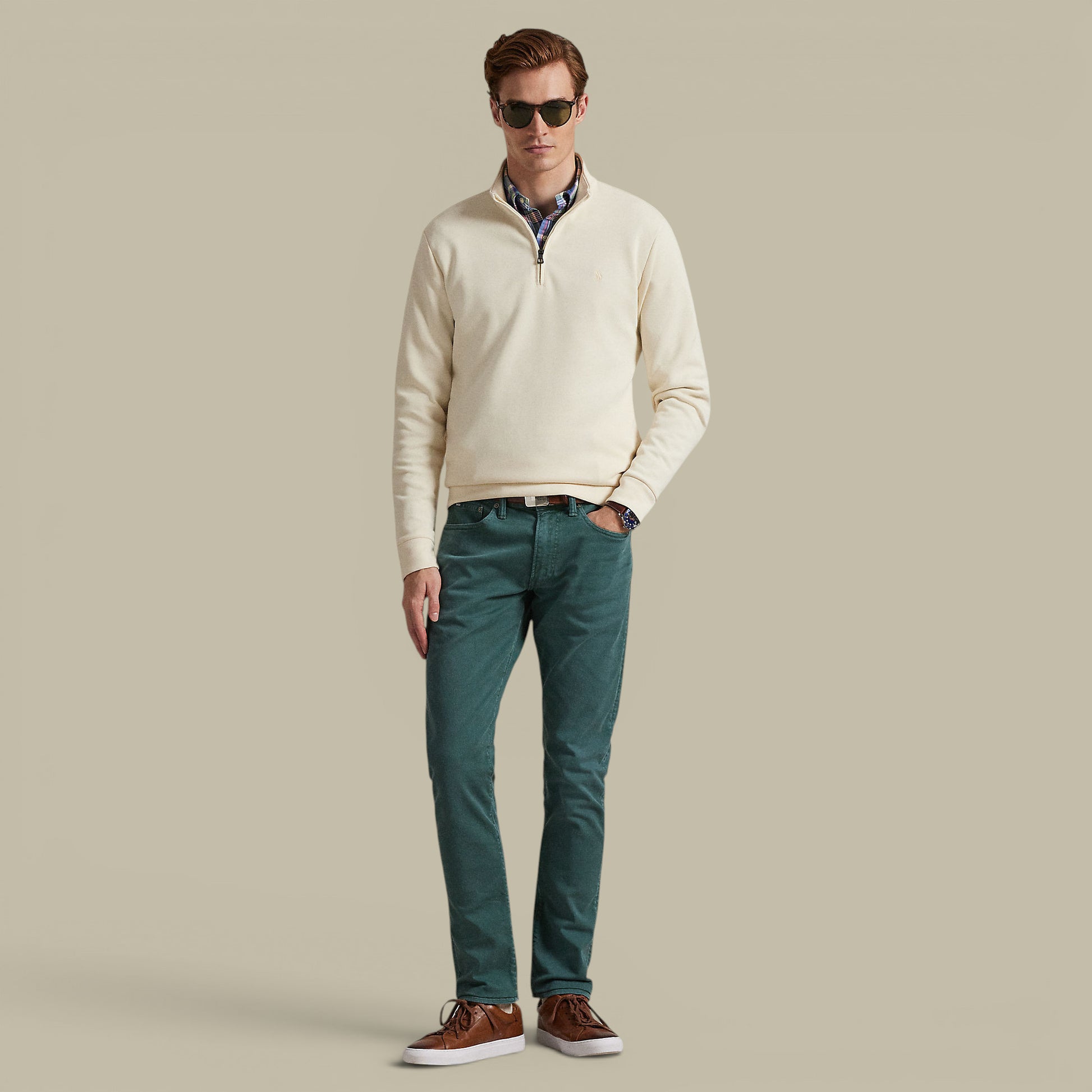 Sweat Ralph Lauren Col Montant Zippé Beige Ralph Lauren