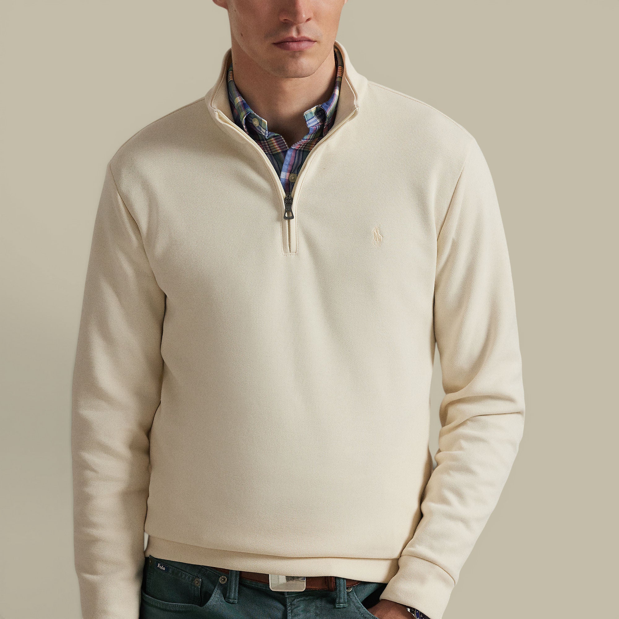 Sweat Ralph Lauren Col Montant Zippé Beige Ralph Lauren