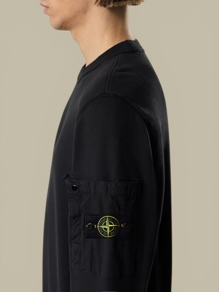 Sweat Stone Island Noir - Col Rond Stone Island