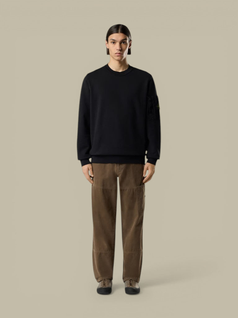 Sweat Stone Island Noir - Col Rond Stone Island