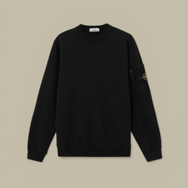 Sweat Stone Island Noir - Col Rond Stone Island