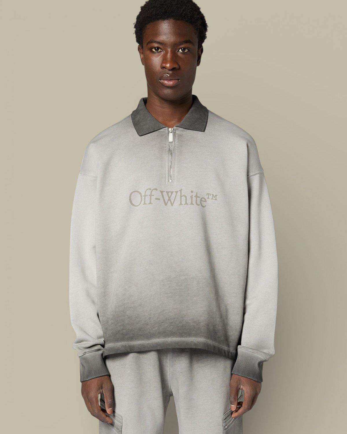 Sweat Avec Col Polo Off - White - Gris - sweat