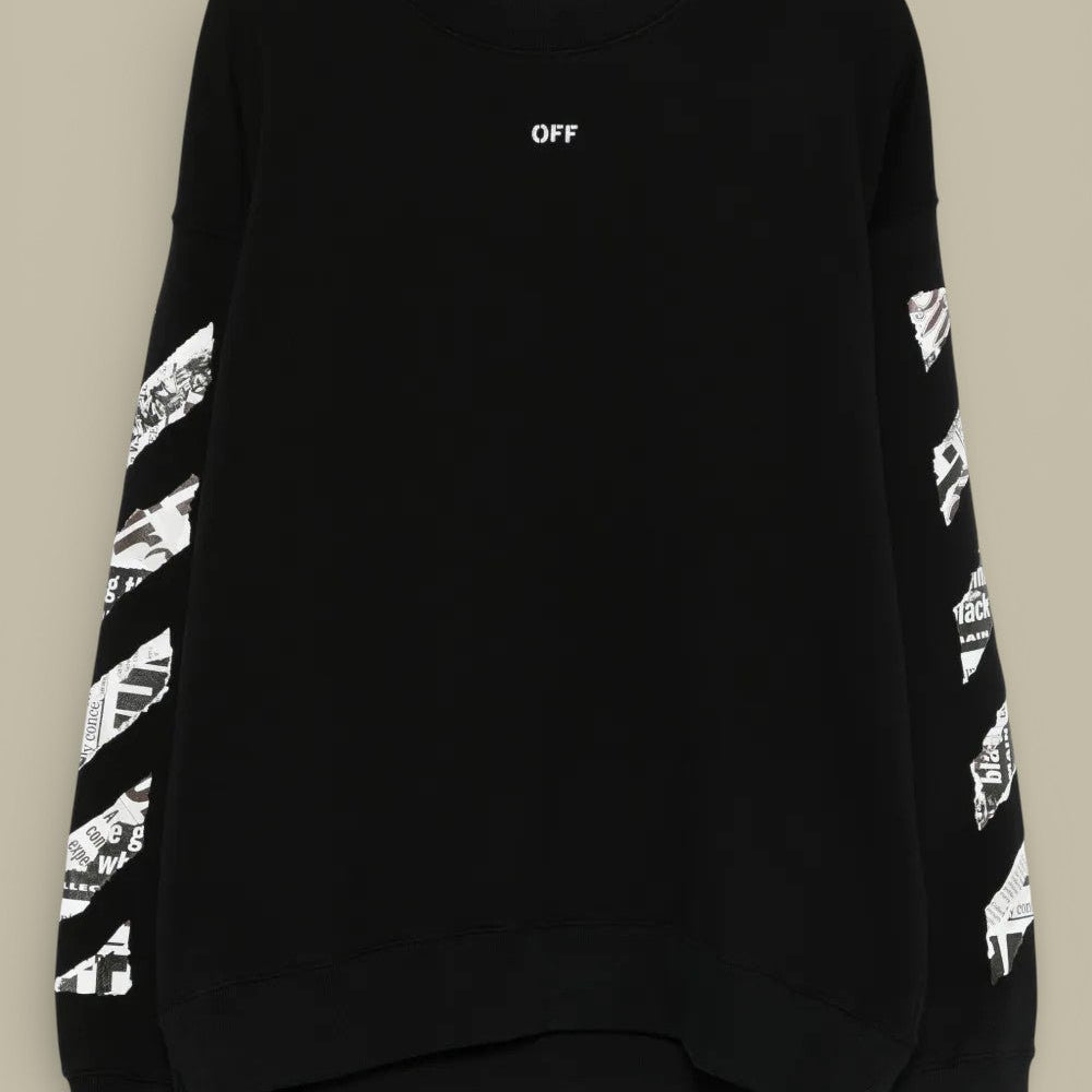 Sweat Col Rond Off - White - Noir - sweat