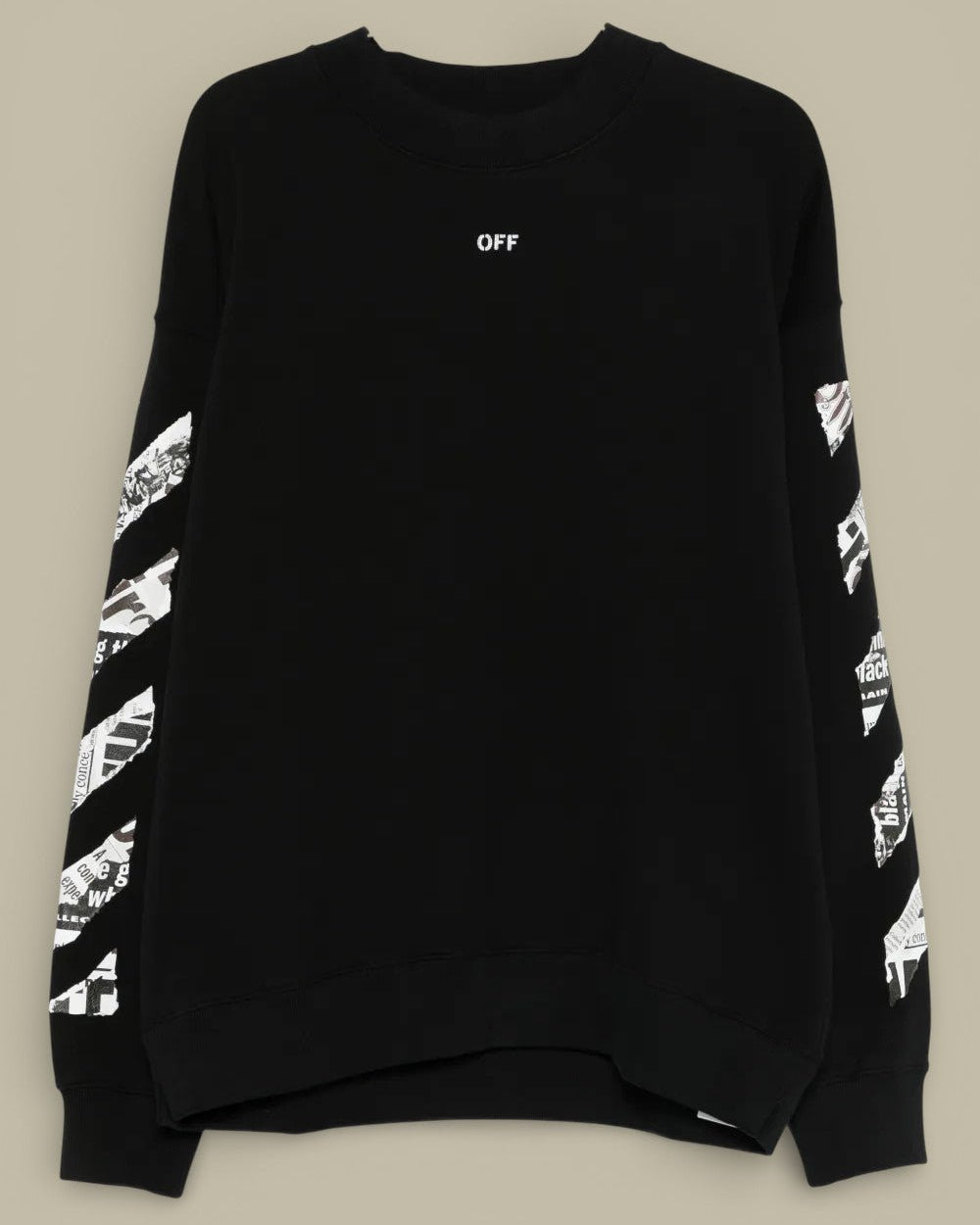 Sweat Col Rond Off - White - Noir - sweat