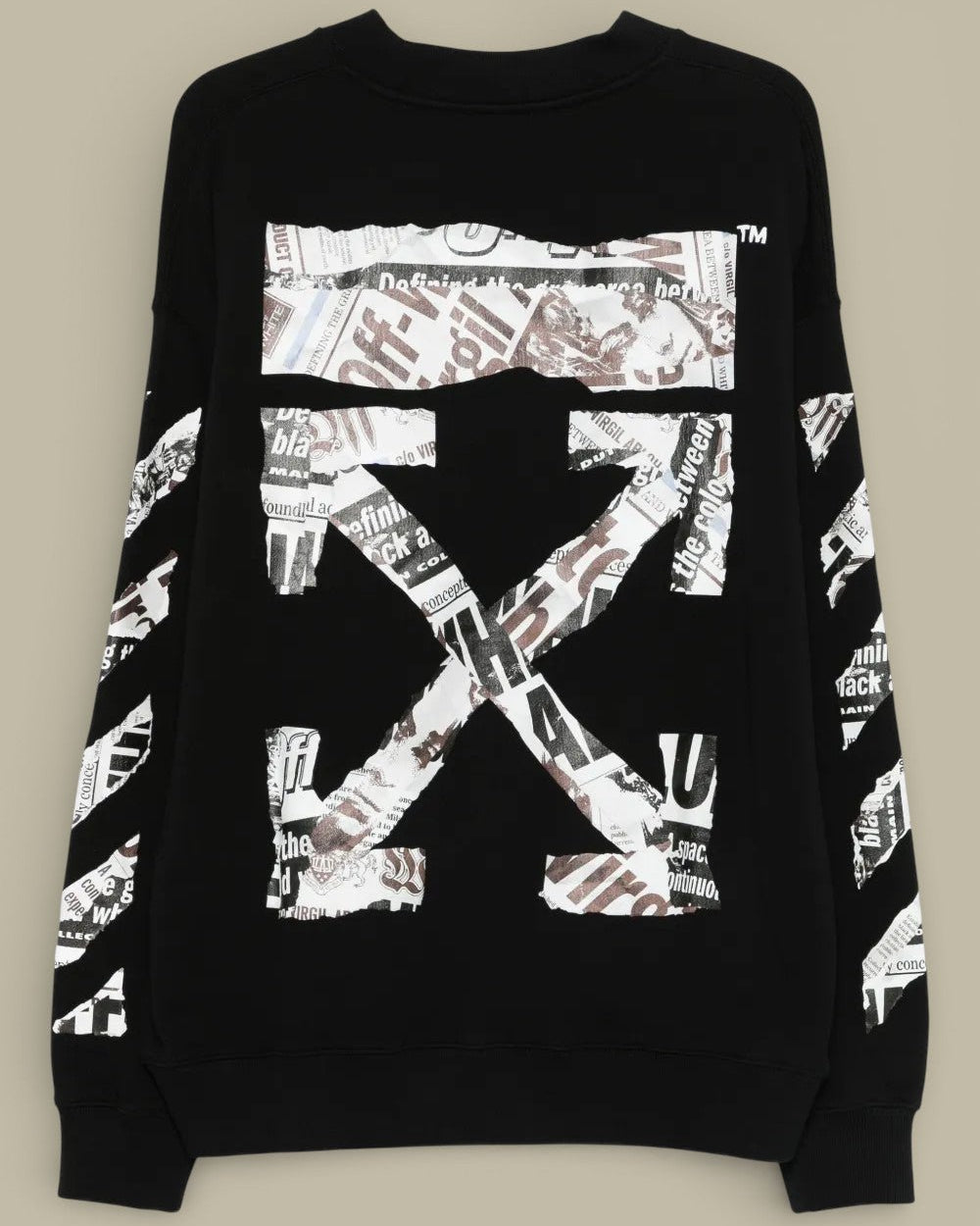 Sweat Col Rond Off - White - Noir - sweat