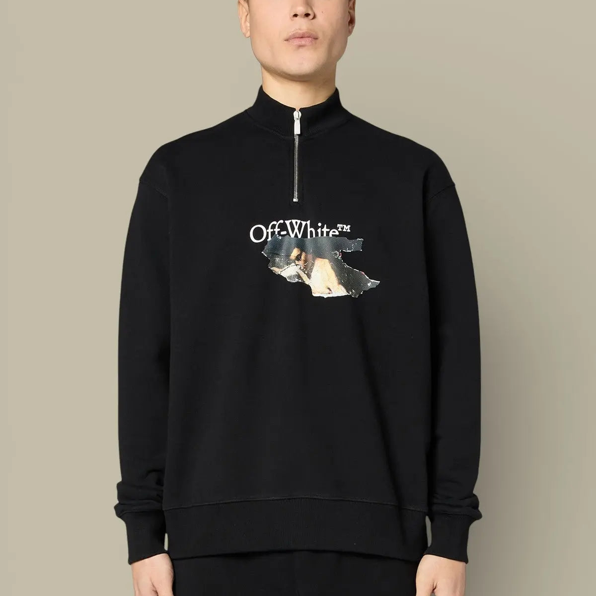 Sweat Col Zippé Off - White Noir - sweat