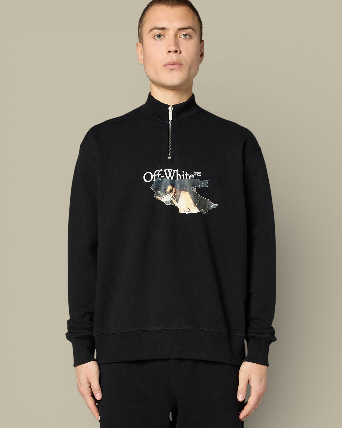 Sweat Col Zippé Off - White Noir - sweat
