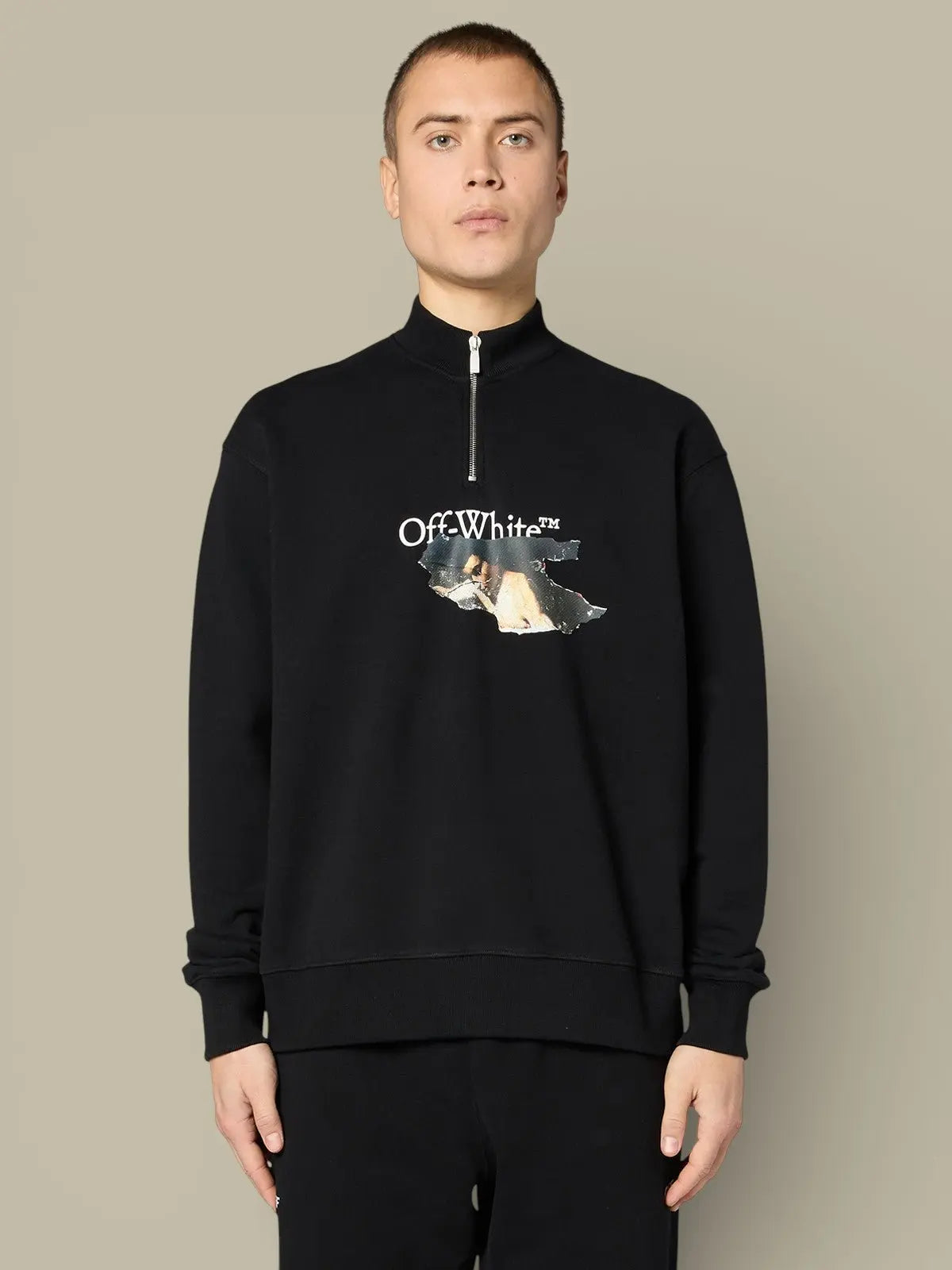 Sweat Col Zippé Off - White Noir - sweat