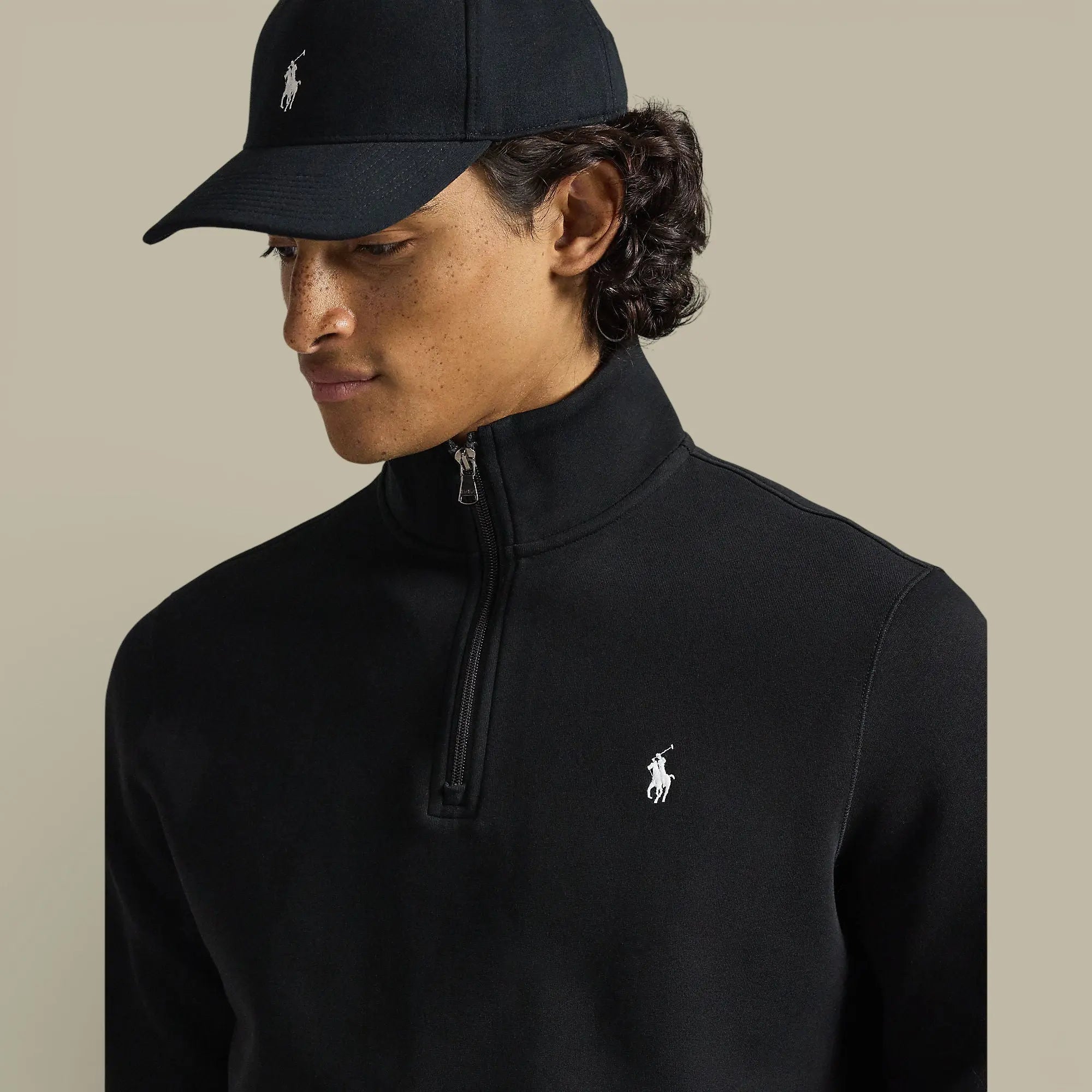 Sweat Col Zippé Ralph Lauren Noir - Camionneur - sweat