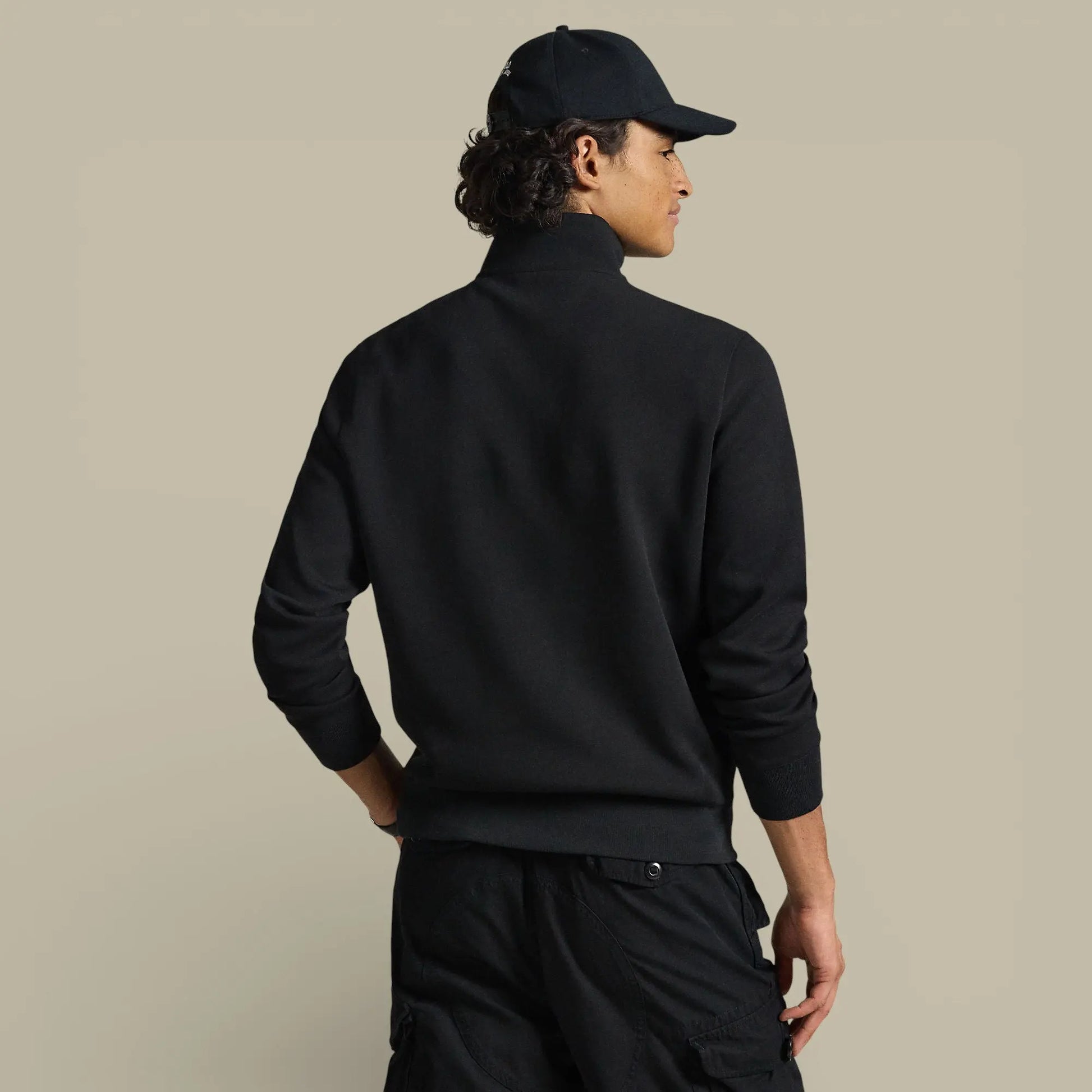 Sweat Col Zippé Ralph Lauren Noir - Camionneur - sweat