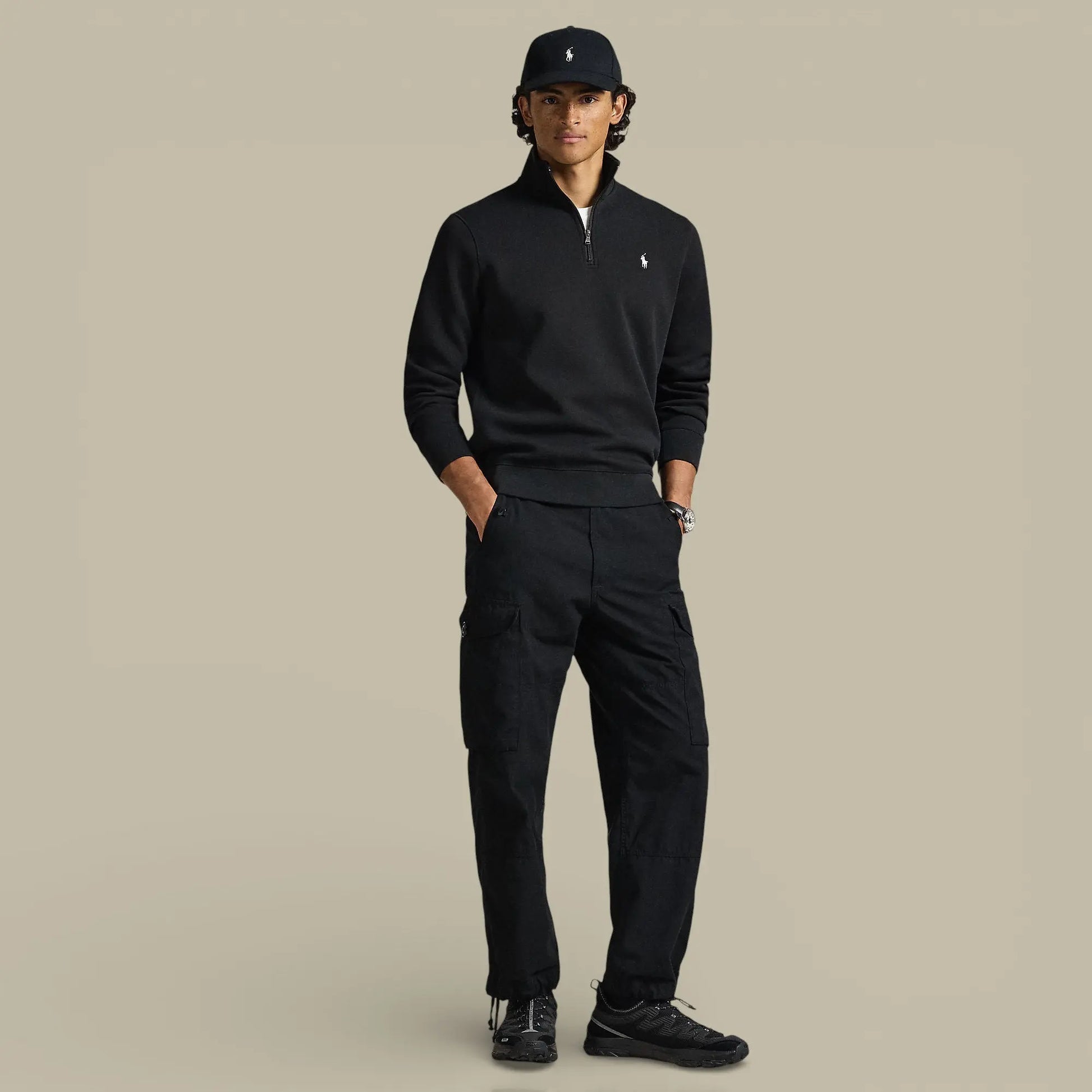 Sweat Col Zippé Ralph Lauren Noir - Camionneur - sweat