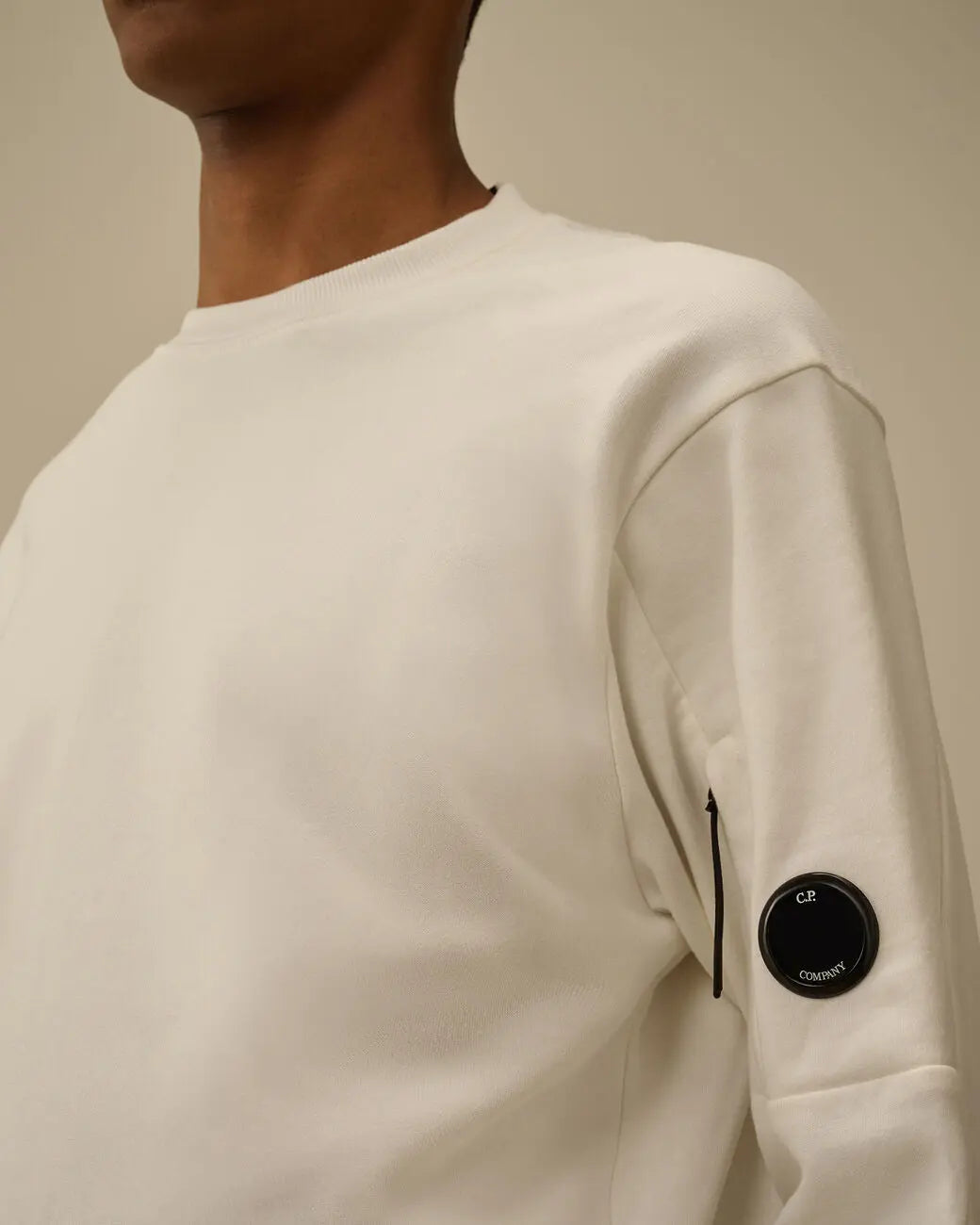 Sweat C.P. Company Blanc - Crewneck Lens - sweat