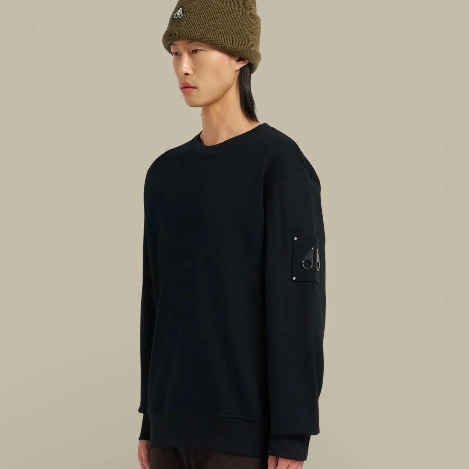 Sweat Moose Knuckles Noir - Col Rond - sweat