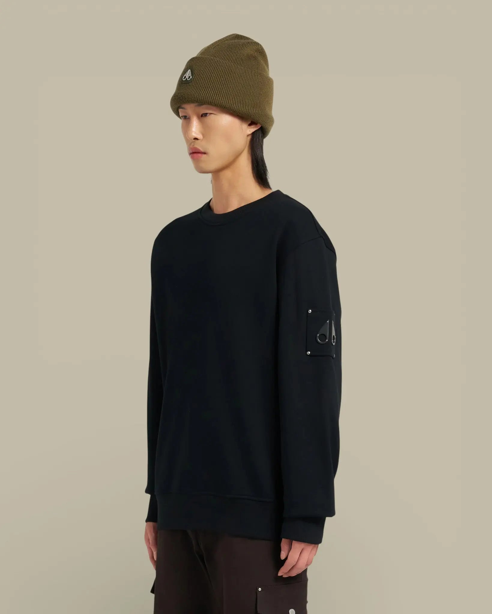 Sweat Moose Knuckles Noir - Col Rond - sweat