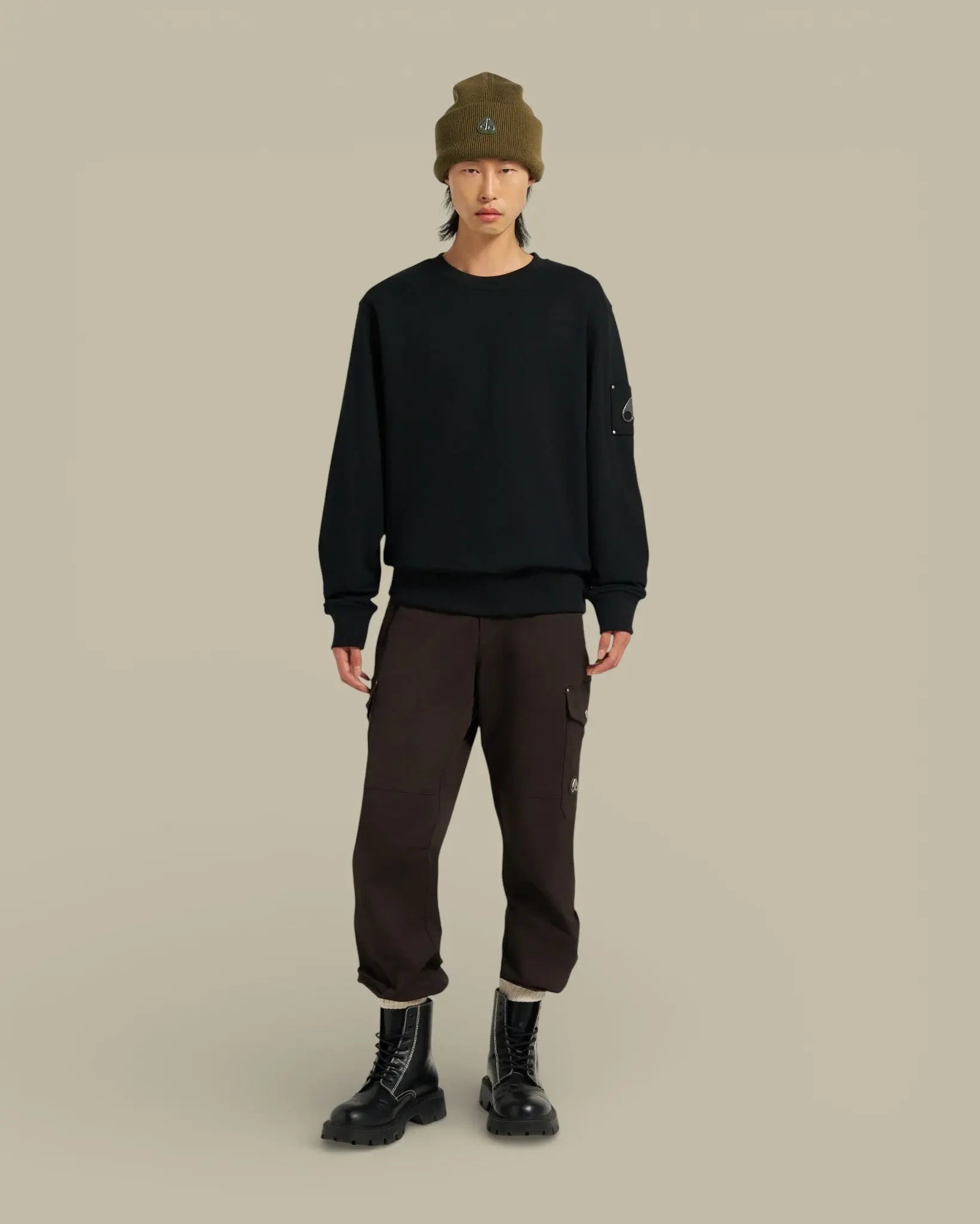 Sweat Moose Knuckles Noir - Col Rond - sweat